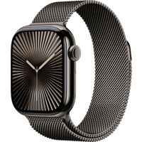 Koop Apple Watch Series 10 4G 42mm Titanium Zwart Milanese Band