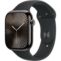 Koop Apple Watch Series 10 4G 46mm Titanium Zwart Sportband S/M