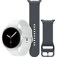 Koop Samsung Galaxy Watch 8 Zilver 40mm + Samsung Siliconen Sport Bandje Donkergrijs M/L
