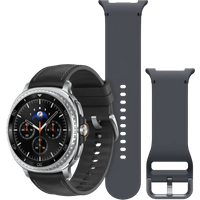 Koop Samsung Galaxy Watch 8 Classic Zwart 46mm + Samsung Siliconen Sport Bandje Donkergrijs M/L
