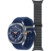 Koop Samsung Galaxy Watch Ultra (2025) 4G Titanium Blauw 47mm + Ultra Trail Horlogeband Grijs