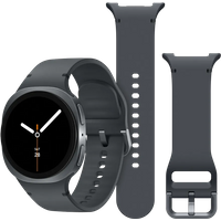 Koop Samsung Galaxy Watch 8 Donkergrijs 40mm + Samsung Siliconen Sport Bandje Donkergrijs S/M